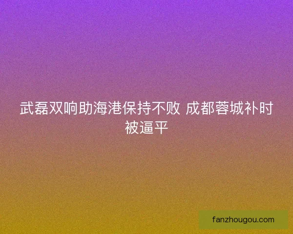 武磊双响助海港保持不败 成都蓉城补时被逼平