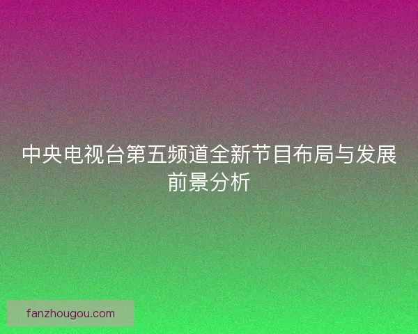 中央电视台第五频道全新节目布局与发展前景分析 中央电视台第五频道全新节目布局与发展前景分析