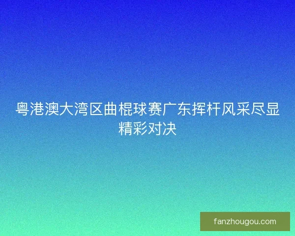 粤港澳大湾区曲棍球赛广东挥杆风采尽显精彩对决